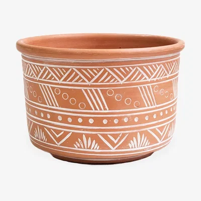Wolf & Badger Neutrals Hand Etched Terracotta Pot - Large Korissa