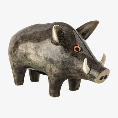 Wolf & Badger Grey Wild Boar Money Box Hannah Turner
