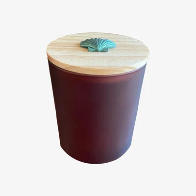 Wolf & Badger Tealight Holder With Wooden Cover And Green Shell Catchii