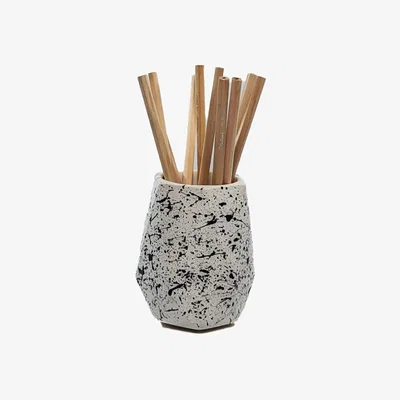 Wolf & Badger Black / White Splatter Concrete Geometric Pen Holder One Size Ruby Melo