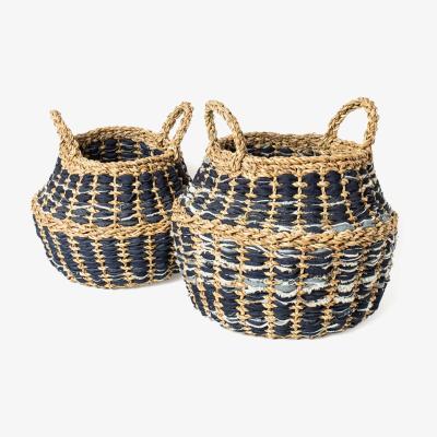 Wolf & Badger Blue Daya Denim Foldable Basket - Set Of 2 Korissa