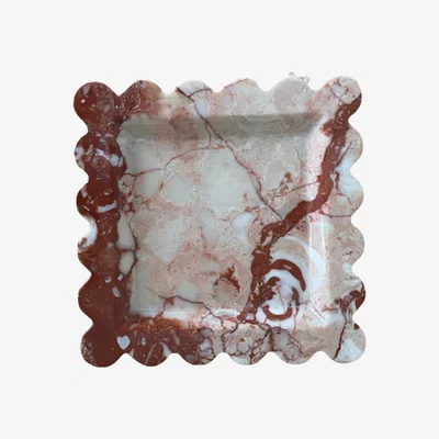 Wolf & Badger Yellow / Orange Scalloped Amber Nectar Marble Tray Aesthete Label