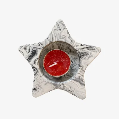 Wolf & Badger Large Starry Tealight Holder - White By Shax