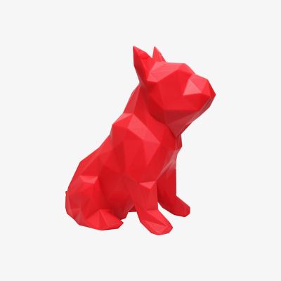 Wolf & Badger French Bulldog Geometric Sculpture Frank In Red Marokka Design