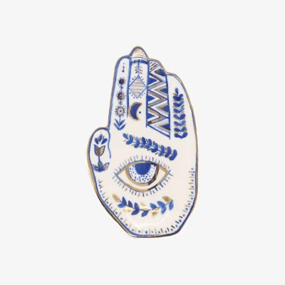 Wolf & Badger Rawya Khamsa Ceramic Wall Decor Blue Sb X Wb | One Size | Sherie Boutik