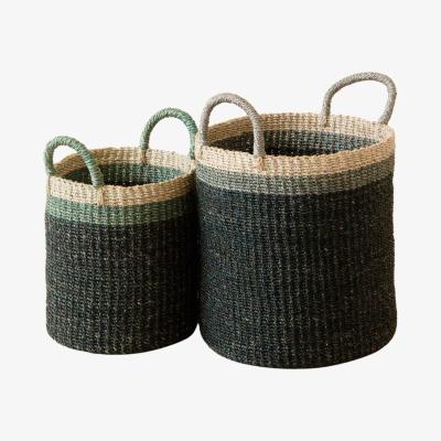 Wolf & Badger Black Baskets With Handle, Set Of Two - Floor Baskets Likhâ