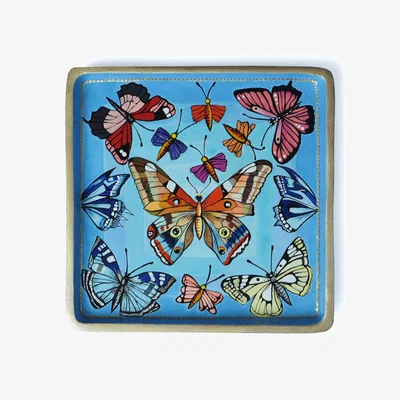 Wolf & Badger Blue / Pink / Purple Butterfly Modeling Clay Handcrafted Jewelry Tray - Blue | One Size | 2Kstyle