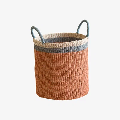 Wolf & Badger Yellow / Orange Coral Floor Basket With Handle - Floor Baskets Likhâ