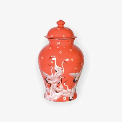 Wolf & Badger Yellow / Orange Coral Porcelain Ginger Jar | Fable and Mirth