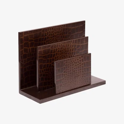 Wolf & Badger Brown Chelsea Letter Holder - Vintage Croc Posh Trading Company