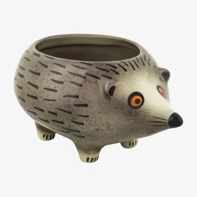 Wolf & Badger Grey Handmade Ceramic Hedgehog Planter Hannah Turner