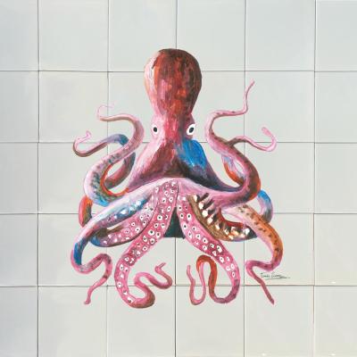 Wolf & Badger White / Pink / Purple Backsplash Tiles Octopus Catchii
