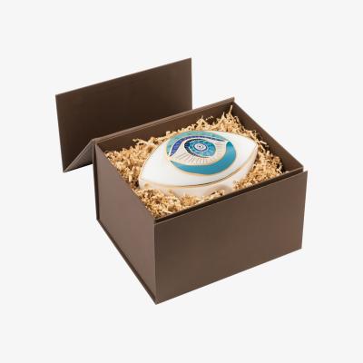 Wolf & Badger Blue / White / Gold Protected With Positivity - Evil Eye Ceramic Wall Blessing | Karma and Luck