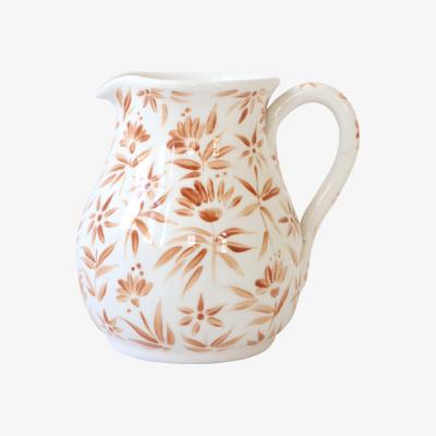 Wolf & Badger White / Brown Sunburst Flowers Jug - Autumn Brown | Rosanna Corfe