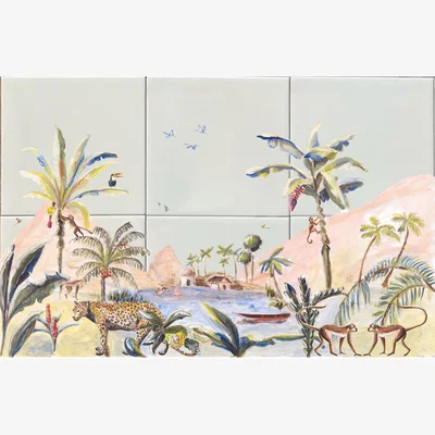 Wolf & Badger Tile Panel Jungle Forest Catchii