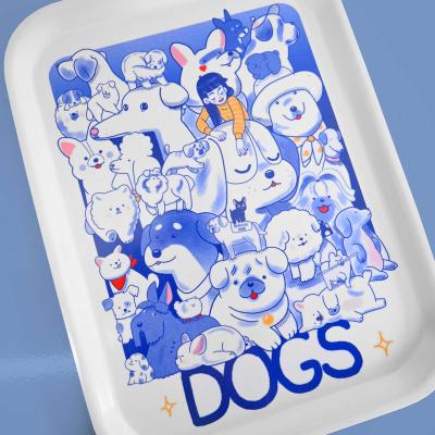 Wolf & Badger Blue / White Dogs Catch-All Tray | Natali Koromoto