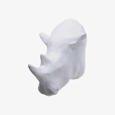Wolf & Badger Papier Mache White Rhino Head Caribbean Craft