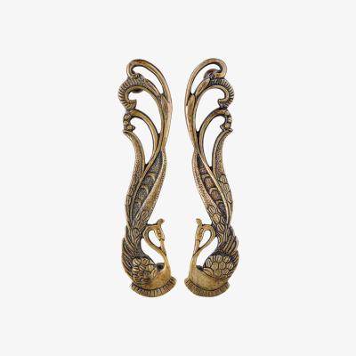 Wolf & Badger Gold Set Of 2 Art Deco Brass Swan Door Handles Rockett St George