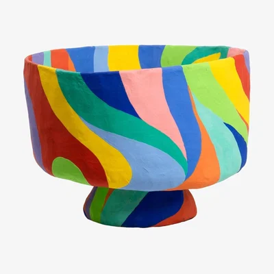 Wolf & Badger Papier Mache Rainbow Bowl Large Caribbean Craft