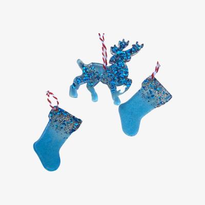 Wolf & Badger Frozen Blue Ornament Trio | By Shax