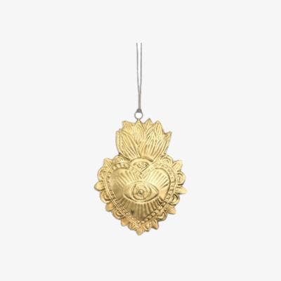 Wolf & Badger Gold Evileye Milagro Heart Hanging Ornament | Lila Rasa