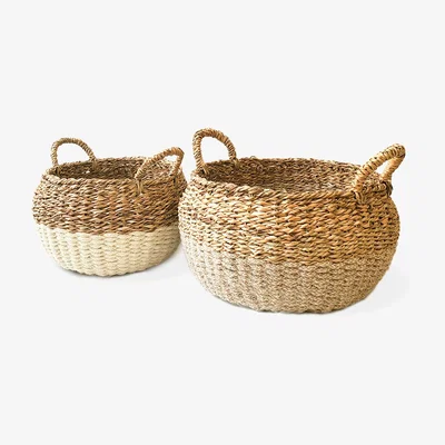 Wolf & Badger Neutrals Ula Floor Basket In Natural - Set Of 2 Korissa