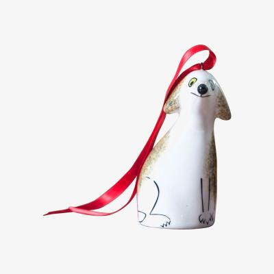 Wolf & Badger White / Brown Dog Hanging Decoration Hannah Turner