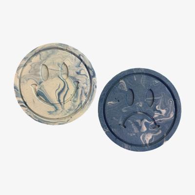 Wolf & Badger Blue Happy & Sad Coaster Pair | By Shax