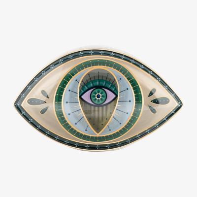 Wolf & Badger Green Protective Abundance - Evil Eye Ceramic Statue | Karma and Luck