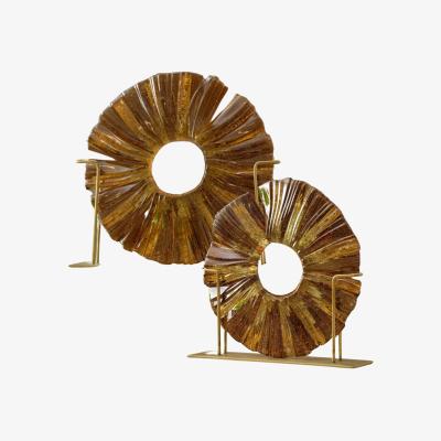 Wolf & Badger Gold Glass Decorative Disc Set Duo - Luxurious Sculptural Art For Home | Anatoliacraft