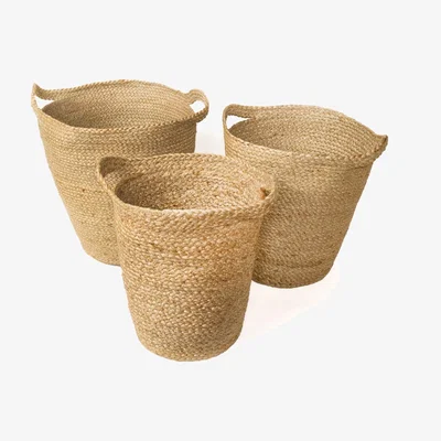 Wolf & Badger Neutrals Kata Basket With Slit Handle - Set Of 3 Korissa