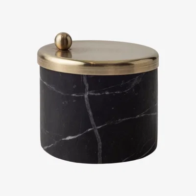 Wolf & Badger Tumblr Black Marble & Brass Small Container . Bruci Editora De Diseño