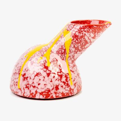 Wolf & Badger Ashtray Clay Red, Pink And Yellow Pappagallo, Enamel Ceramic One Size Generazione Zordan