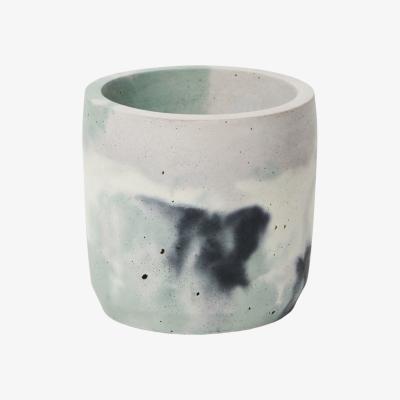 Wolf & Badger Green / Grey / Pink Cylinder Concrete Pot - Large - Green & Lilac Smith & Goat