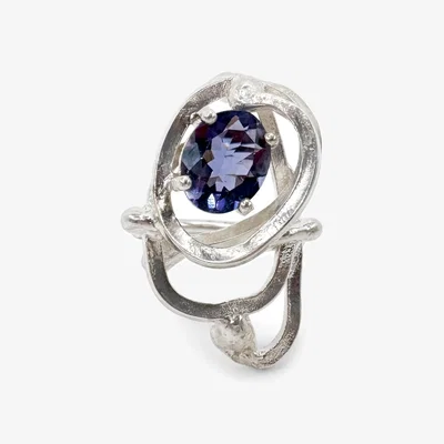 Wolf & Badger Women's Sculpture Ring, Sterling Silver & Blue Iolite | Gillian Trask