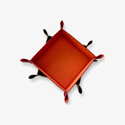 Wolf & Badger Yellow / Orange / Red Binibeca Leather Trinket Tray / Red Orange Binibeca Design