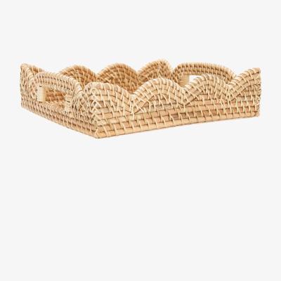 Wolf & Badger Neutrals Mariposa Scallop Rattan Tray One Size Kubo