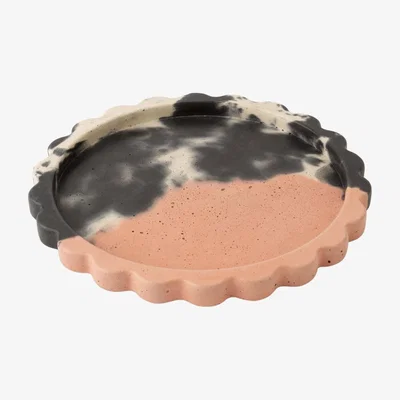 Wolf & Badger Rose Gold Concrete Scallop Tray - Blush, Charcoal & White Smith & Goat