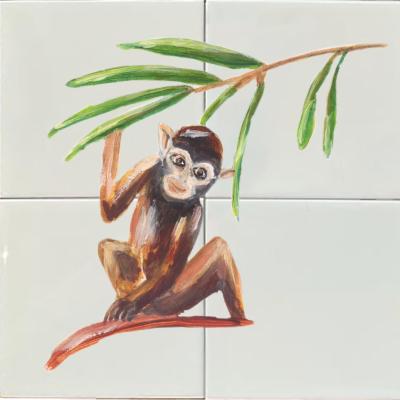Wolf & Badger Tile Panel Playful Monkey Catchii