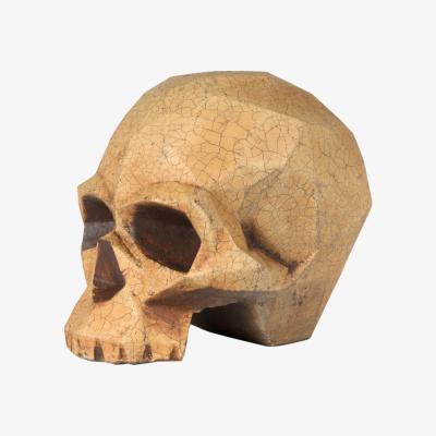 Wolf & Badger Neutrals Skull Sculpture - Geometric Design - Yorick Crackle Effect | Marokka Design