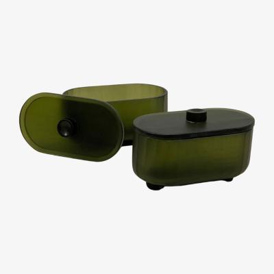 Wolf & Badger Boca Resin Oval Box Set Of Two - Green . Bruci Editora De Diseño