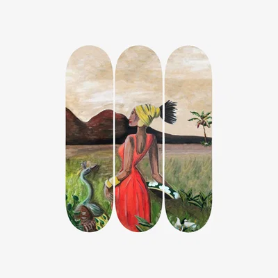 Wolf & Badger Skateboard Decks Wall Decor Sunset Lady Set Of Three Catchii