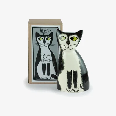 Wolf & Badger Black & White Cat Money Box Hannah Turner