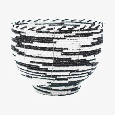Wolf & Badger Neutrals Beaded Bali Bowl - Black & White Pattern | Poppy + Sage
