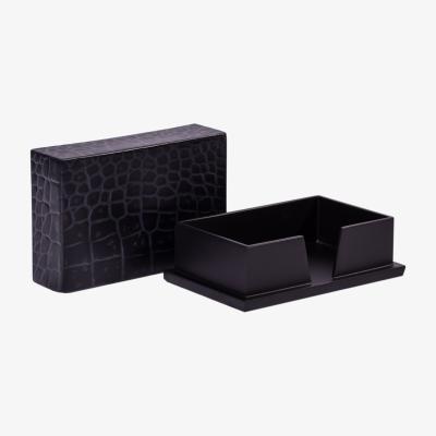 Wolf & Badger Black Chelsea Business Card Holder - Croc Noir Posh Trading Company