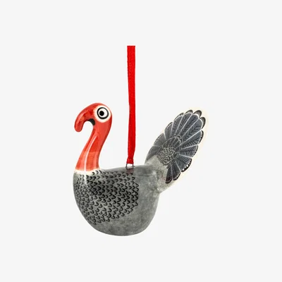 Wolf & Badger Grey / Red Turkey Hanging Decoration Hannah Turner