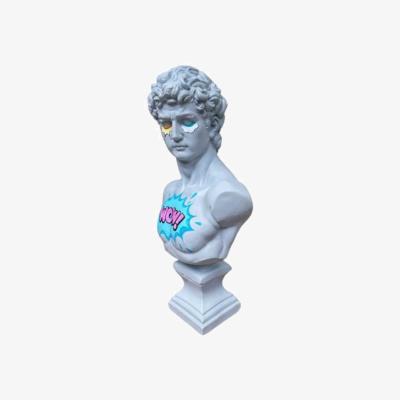 Wolf & Badger Blue / Grey Groovy David The Funky Bust Sculpture | Artchi
