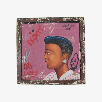 Wolf & Badger Pink Vintage African Barber Sign - One Three Eight Two | One Size | Botanical Boys