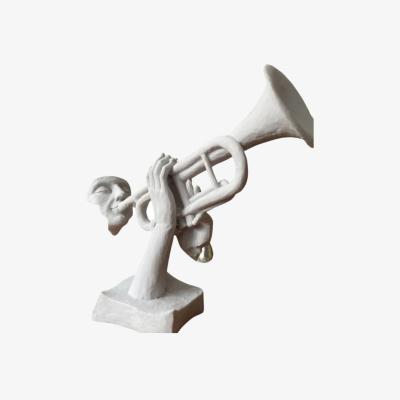 Wolf & Badger White Trumpet On Man Sculpture Artchi