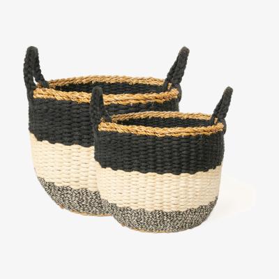 Wolf & Badger Black Ula Stripe Basket - Black Korissa